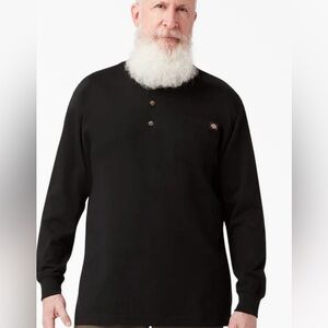 NWT Dickies Mens Heavyweight Long Sleeve Henley T-Shirt Black Size 3XLT